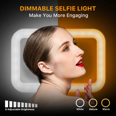 LED Rectangular Selfie Light with Adjustable Tripod for Makeup, Live Streaming, and Content Creation - Dimmable USB-Powered