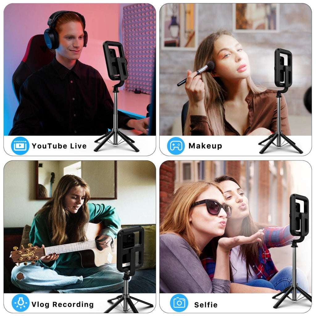 LED Rectangular Selfie Light with Adjustable Tripod for Makeup, Live Streaming, and Content Creation - Dimmable USB-Powered