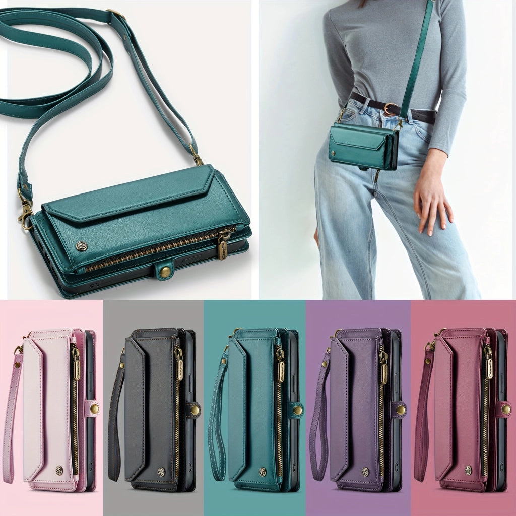 Stylish Wallet Phone Case with Strap: Crossbody Handbag & Card Holder for iPhone & Samsung