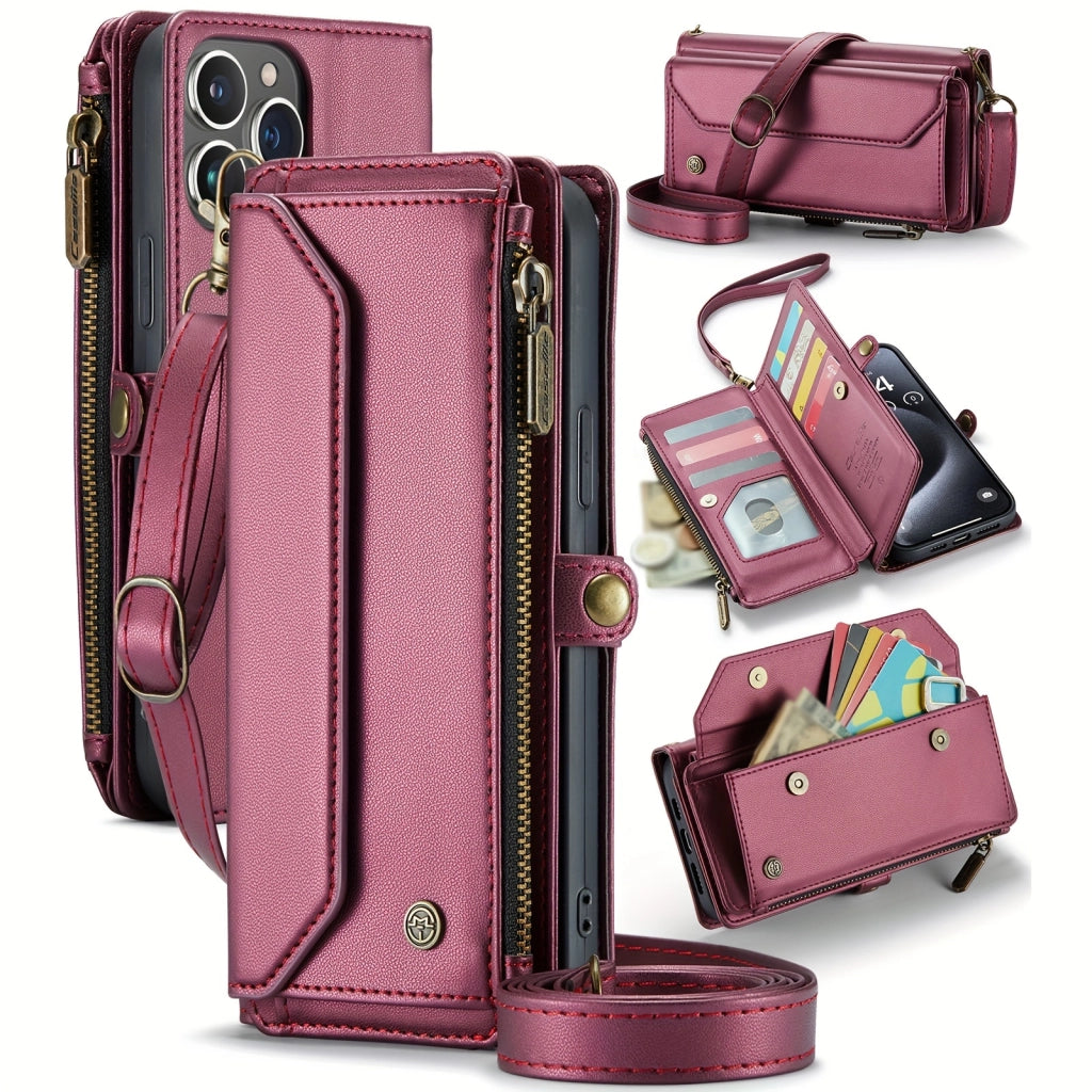 Stylish Wallet Phone Case with Strap: Crossbody Handbag & Card Holder for iPhone & Samsung