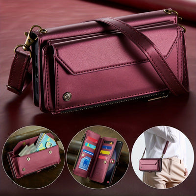 Stylish Wallet Phone Case with Strap: Crossbody Handbag & Card Holder for iPhone & Samsung