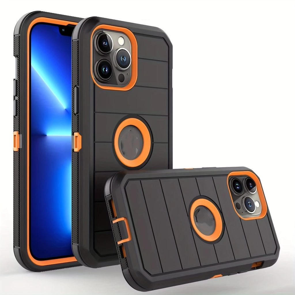 Heavy Duty Back Clip Phone Case for iPhone 12-16 Pro Max - 3-in-1 Rugged Drop-Proof Case with Stand