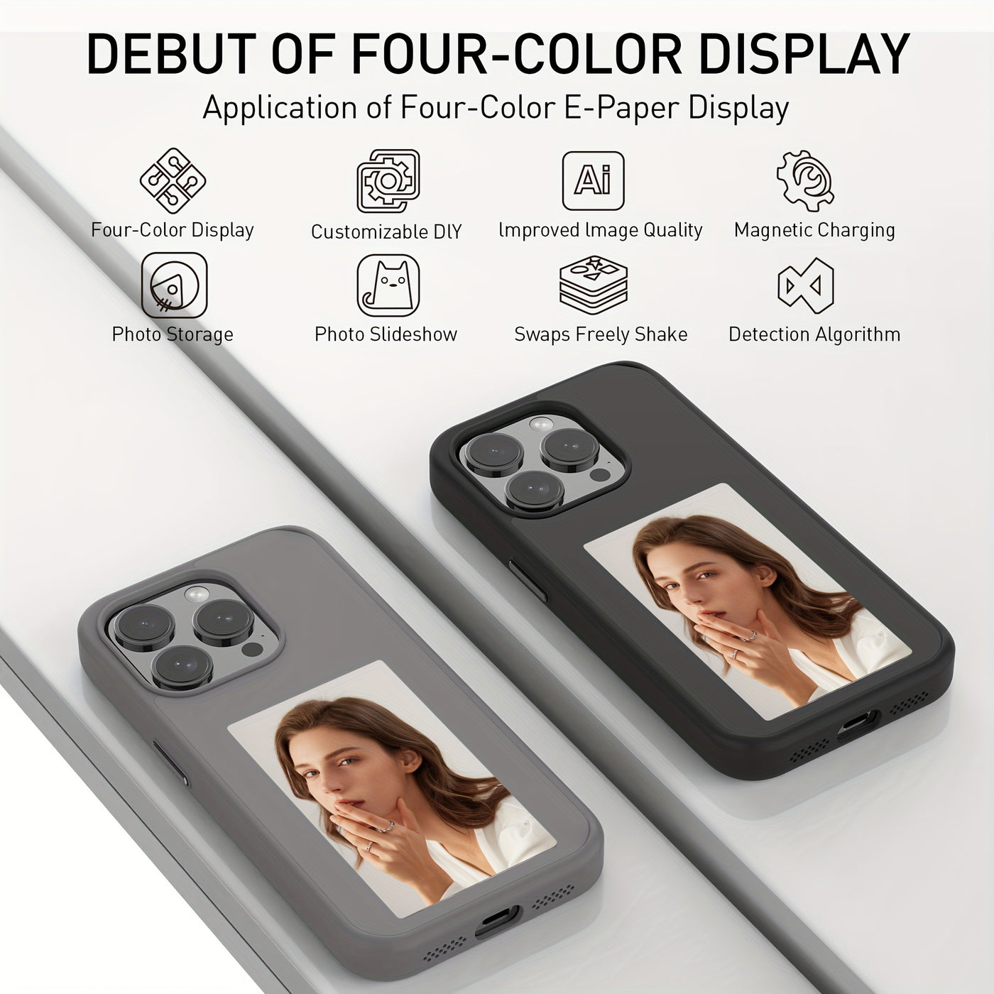 Customizable E-Ink Phone Case - Personalize with Photos, Quotes, and Art, Durable Silicone Protection