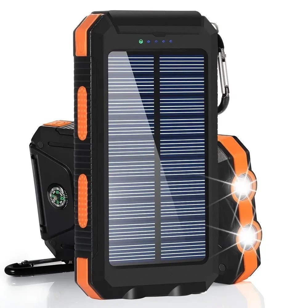 Portable Solar Power Bank with LED Light & 2 USB Ports - Goods and Services