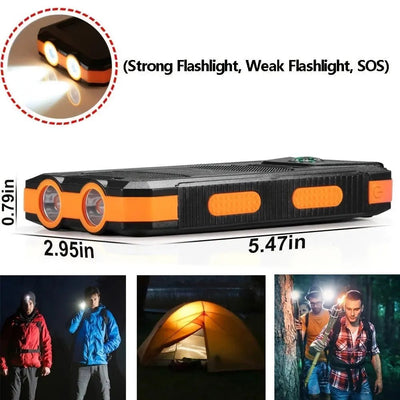 Portable Solar Power Bank with LED Light & 2 USB Ports - Goods and Services